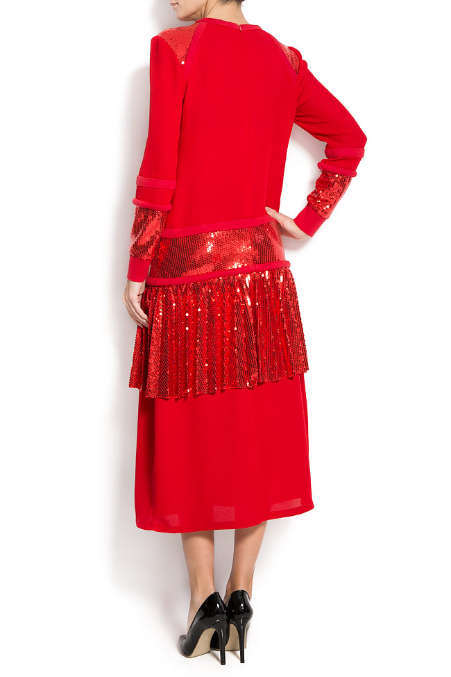 THE RED embellished ruffled crepe midi dress ATU Body Couture image 2