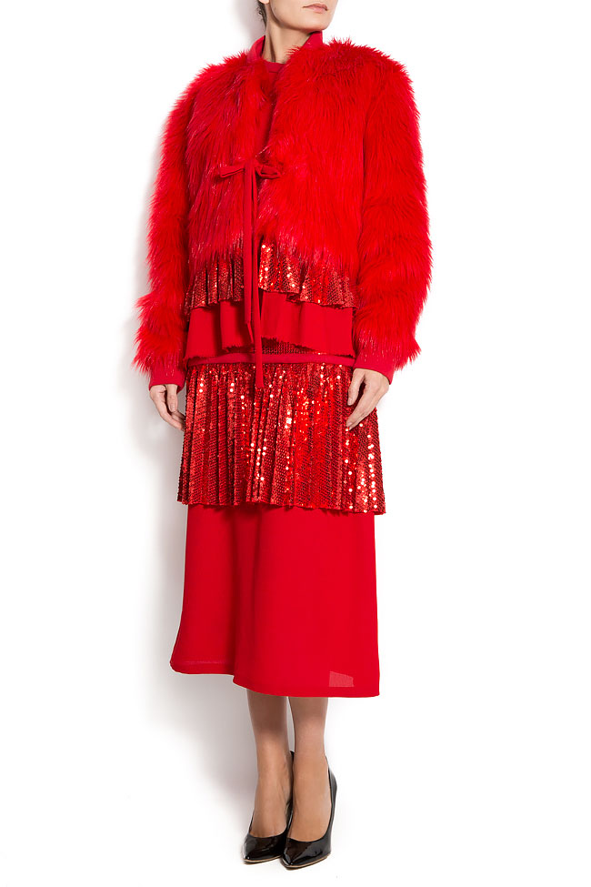 THE RED embellished ruffled crepe midi dress ATU Body Couture image 3