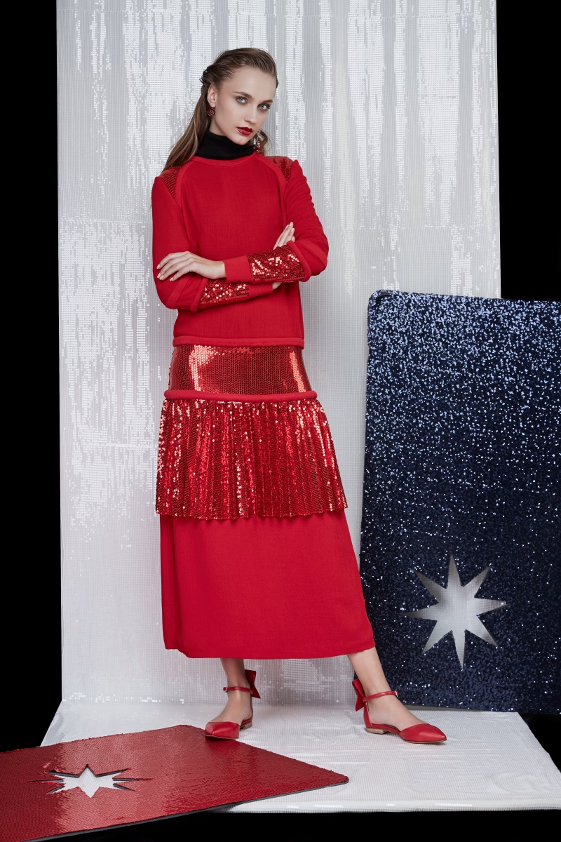 THE RED embellished ruffled crepe midi dress ATU Body Couture image 4