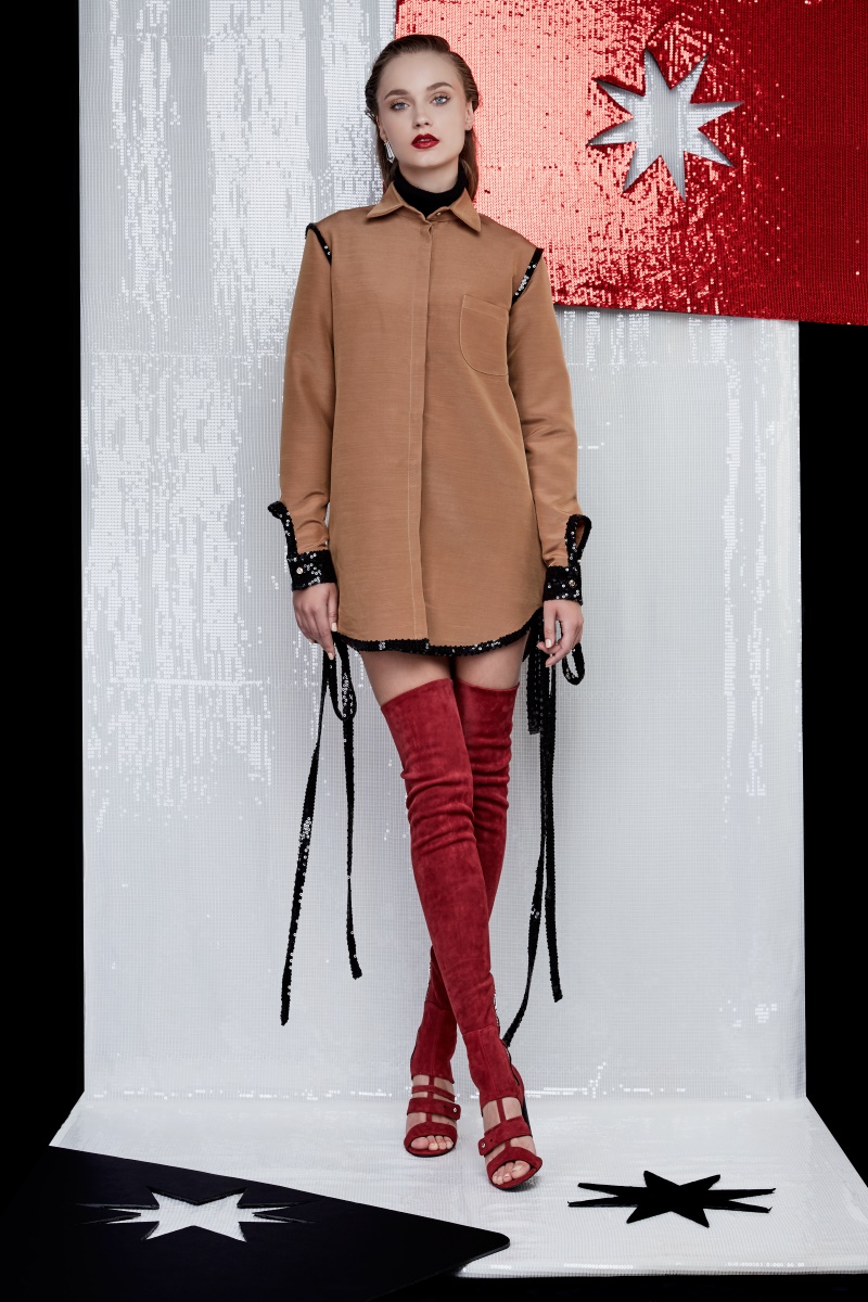 Rochie mini tip camasa cu paiete ATU Body Couture imagine 3