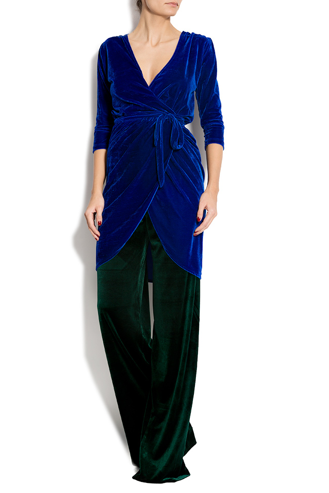 Cotton-blend velvet wrap dress Atelier Jaisse image 3