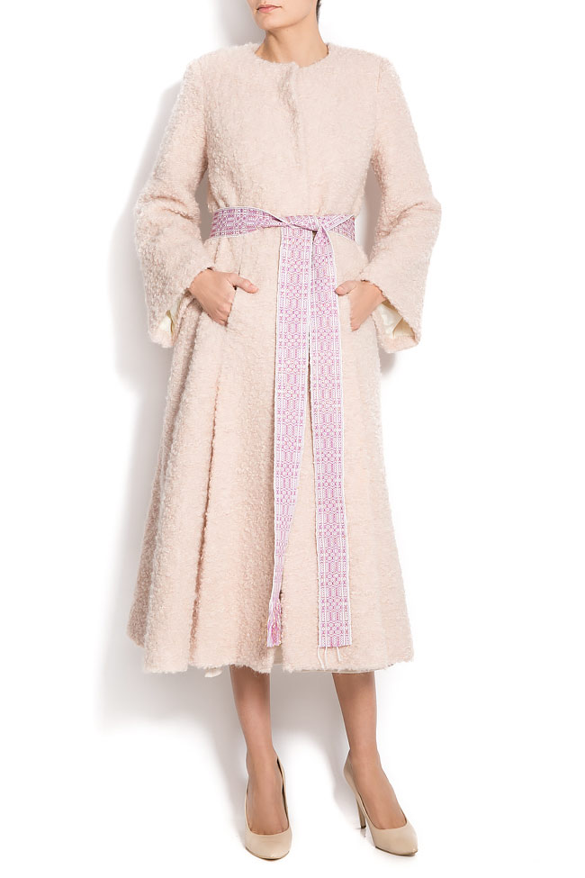 Wool coat with embroidered belt Izabela Mandoiu image 0