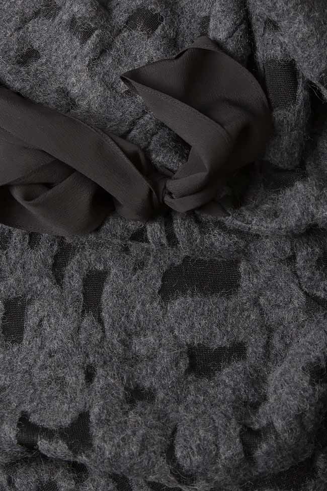 Cardigan din lana cu funda si buzunare Izabela Mandoiu imagine 3