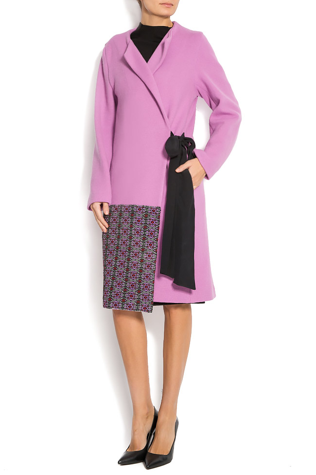 Palton din lana cu broderie traditionala si cordon Izabela Mandoiu imagine 0