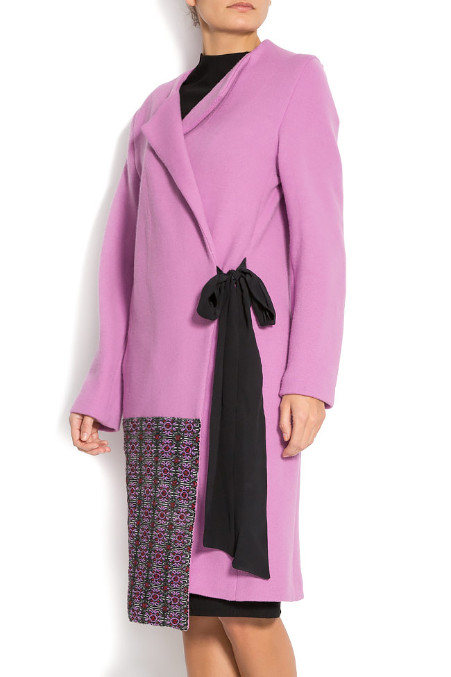 Palton din lana cu broderie traditionala si cordon Izabela Mandoiu imagine 1