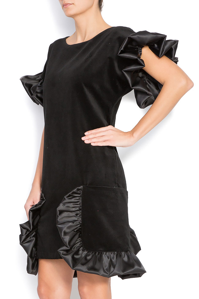 Velvet dress with oversized pockets and exaggerated frills BADEN 11 image 1