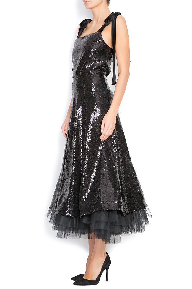 Sequined dress with tulle and velvet straps BADEN 11 image 1