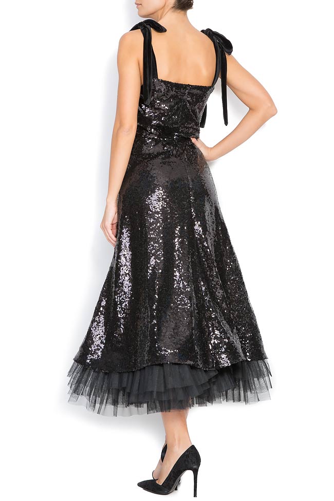 Sequined dress with tulle and velvet straps BADEN 11 image 2