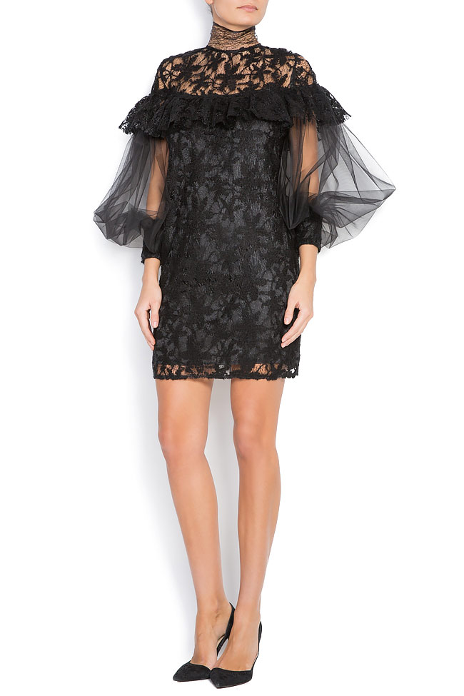 Wool lace mini dress with bell sleeves BADEN 11 image 0
