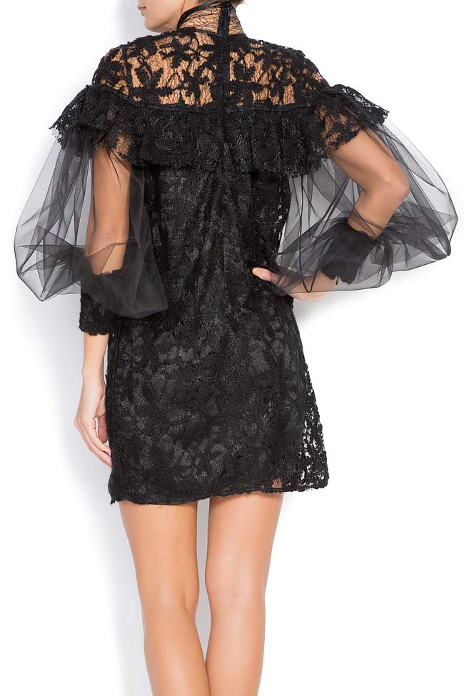 Wool lace mini dress with bell sleeves BADEN 11 image 2