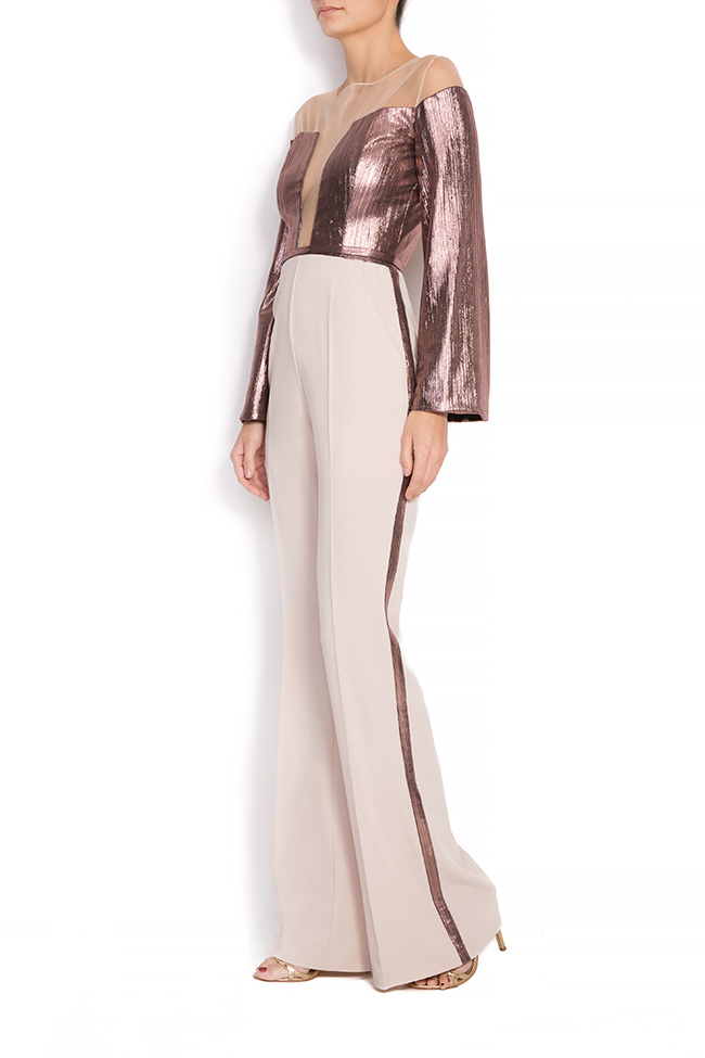 NADA silk-blend lamé embellished overalls Simona Semen image 1