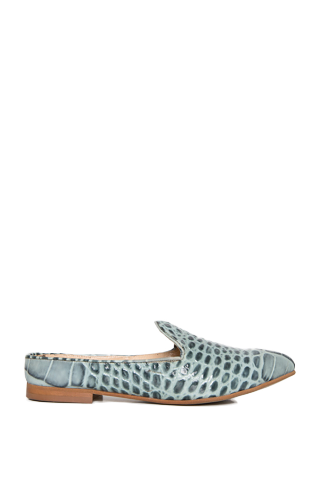 Croc-effect leather slippers Zenon image 0