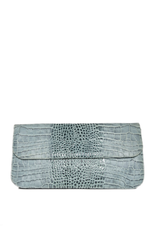 Croc-effect glossed-leather clutch Zenon image 0