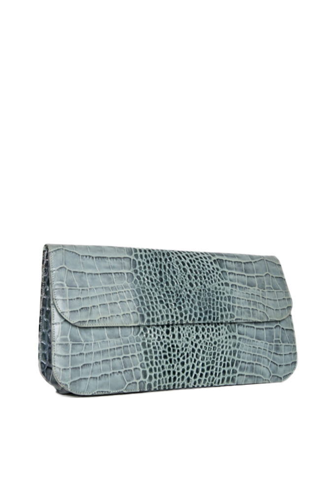 Croc-effect glossed-leather clutch Zenon image 1