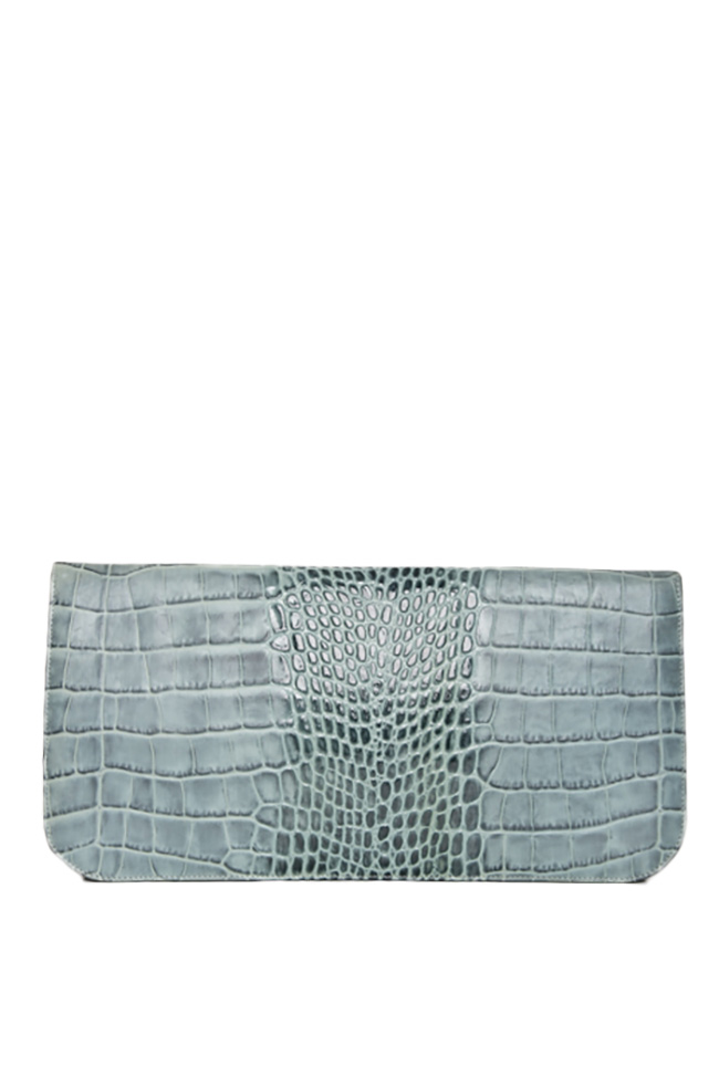 Croc-effect glossed-leather clutch Zenon image 2