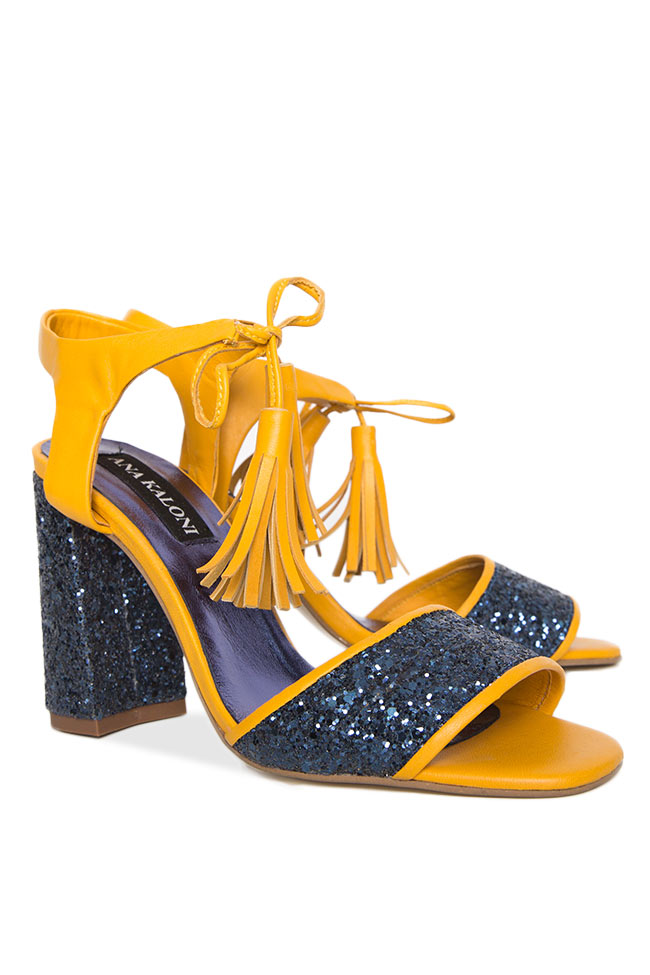 Tasseled glittered leather sandals Ana Kaloni image 1