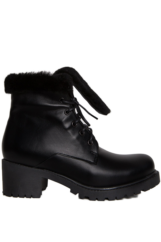 Zürich shearling-trimmed leather ankle boots Cristina Maxim image 0