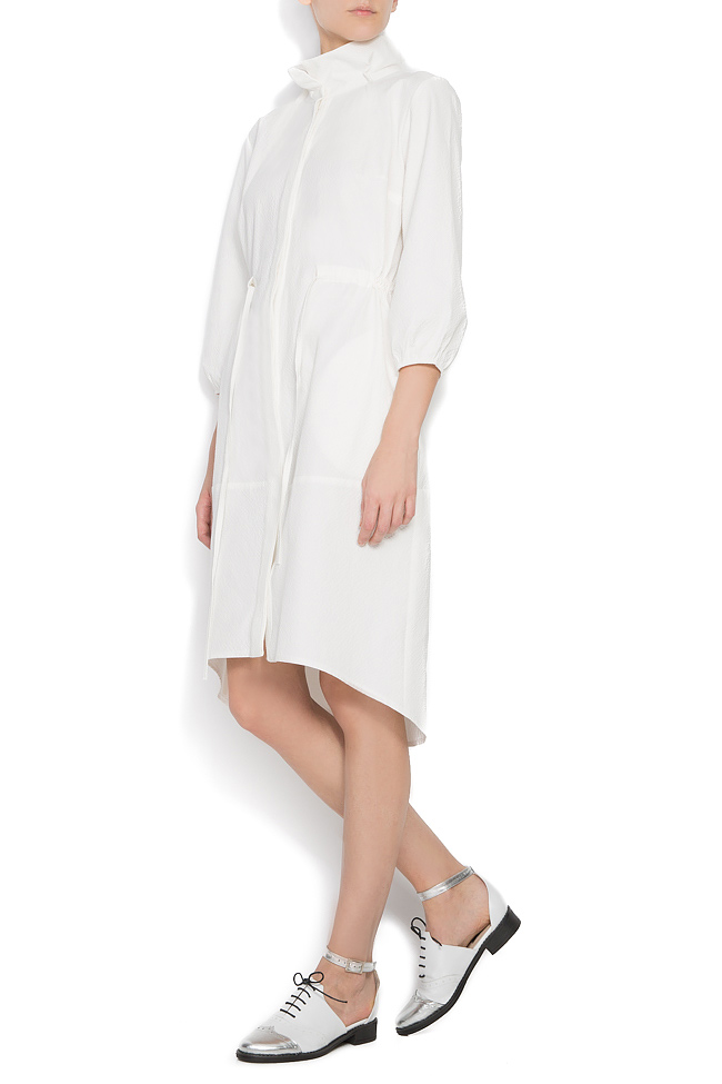Erin textured-cotton mini dress Framboise image 1