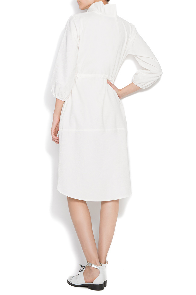 Erin textured-cotton mini dress Framboise image 2