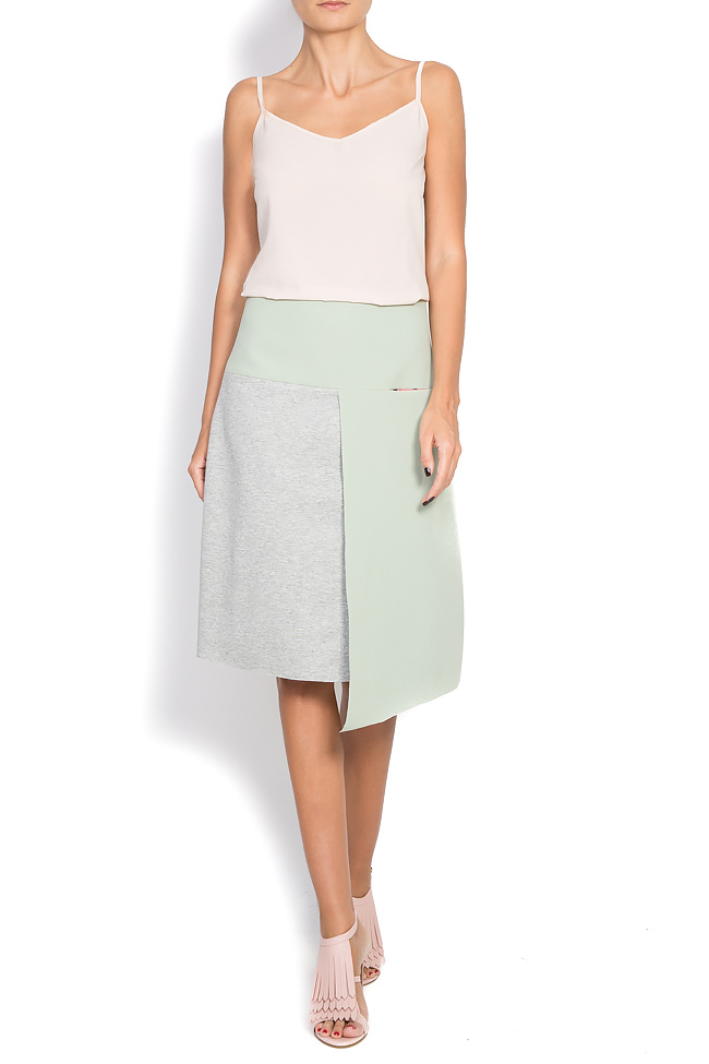Asymmetric cotton paneled neoprene skirt Larisa Dragna image 0