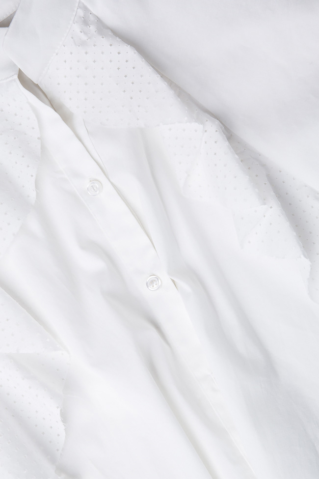 Ruffle-trimmed cotton-blend poplin shirt Larisa Dragna image 3