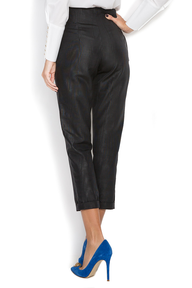 Pantalon en coton avec taille haute et cordon Cloche image 2