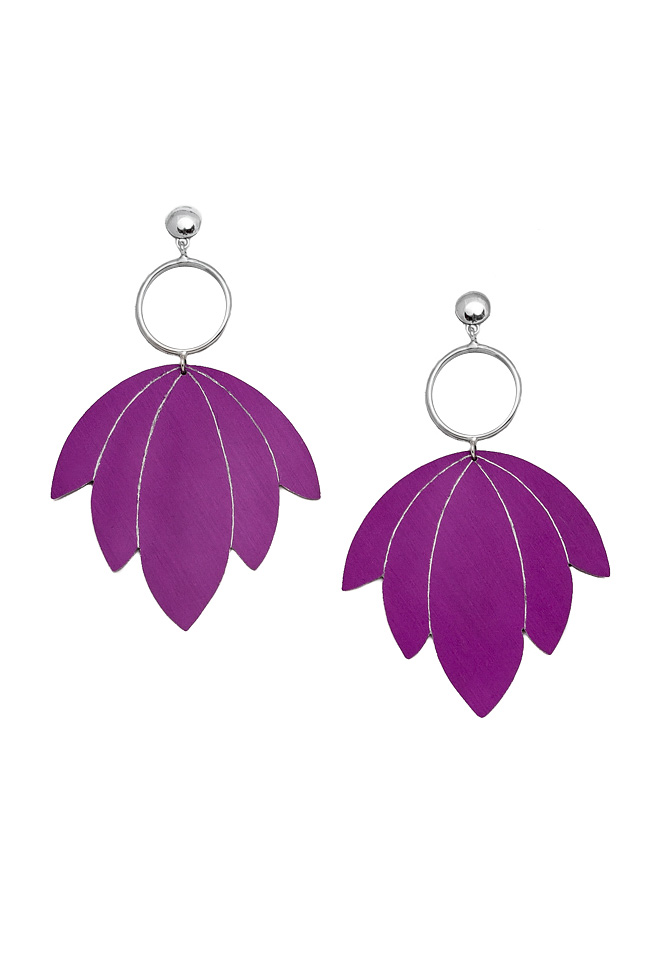 Silver and violet aluminium earrings LOTUS Eneada image 0