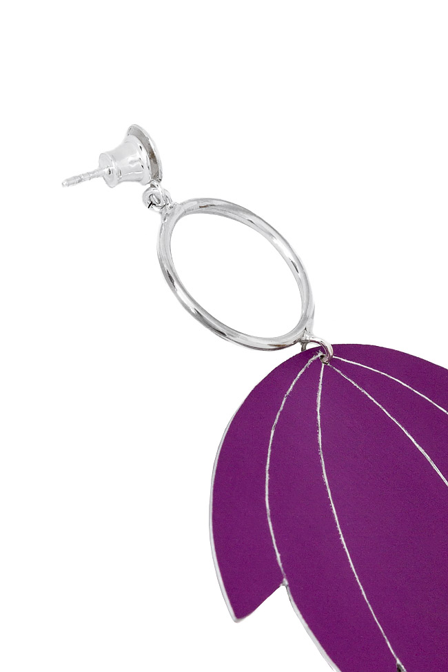 Silver and violet aluminium earrings LOTUS Eneada image 2