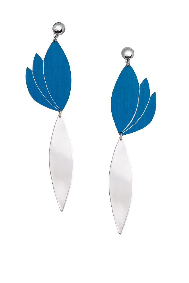 Silver and blue aluminum earrings LOTUS Eneada image 0