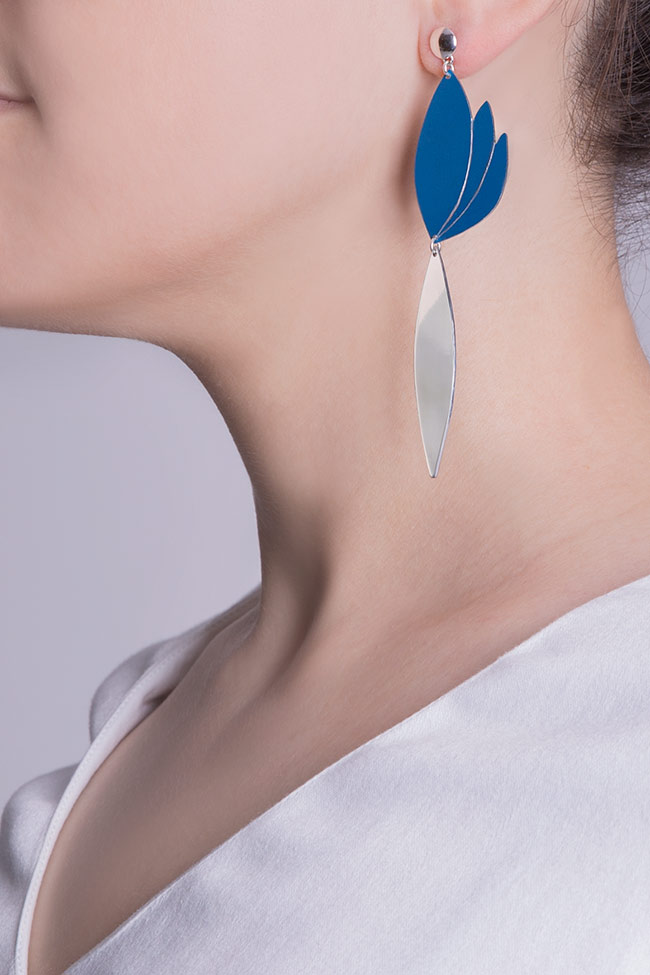 Silver and blue aluminum earrings LOTUS Eneada image 3