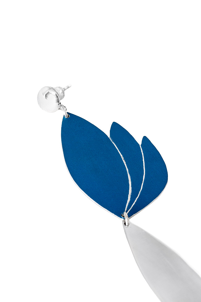 Silver and blue aluminum earrings LOTUS Eneada image 1