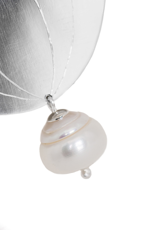 Silver and aluminum earrings with pearl LOTUS Eneada image 2