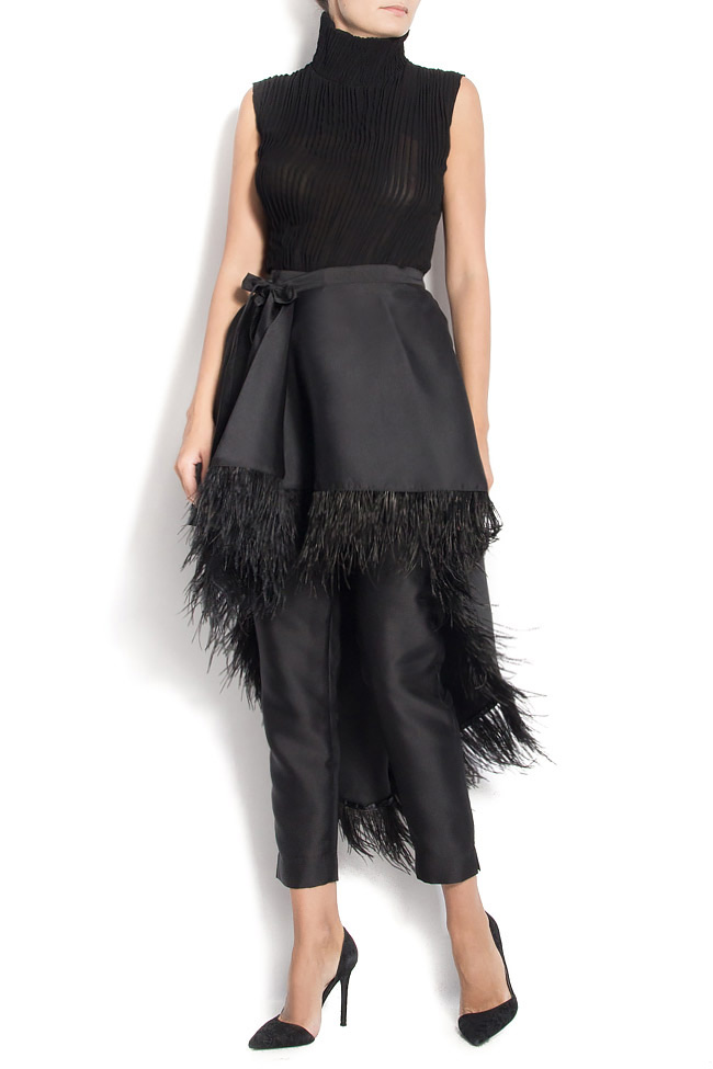 Feather-trimmed taffeta skirt Atelier Jaisse image 0
