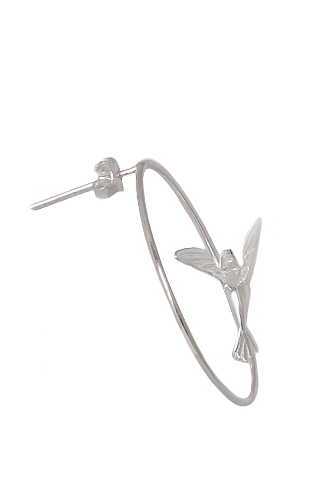 Cercei realizati manual din argint cu pasare colibri Snob. imagine 1