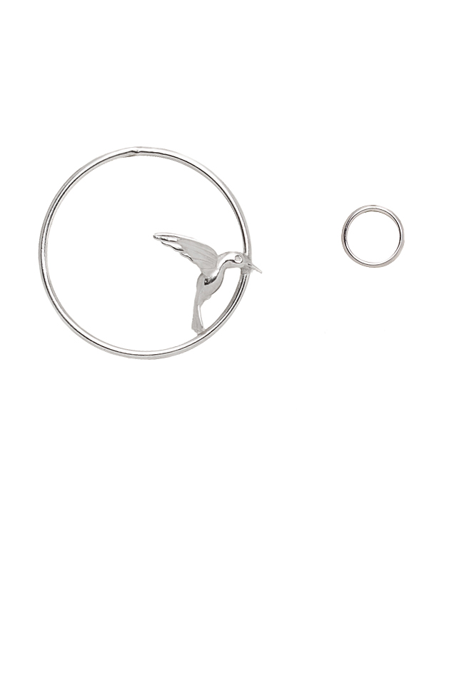 Cercei realizati manual din argint cu pasare colibri Snob. imagine 0