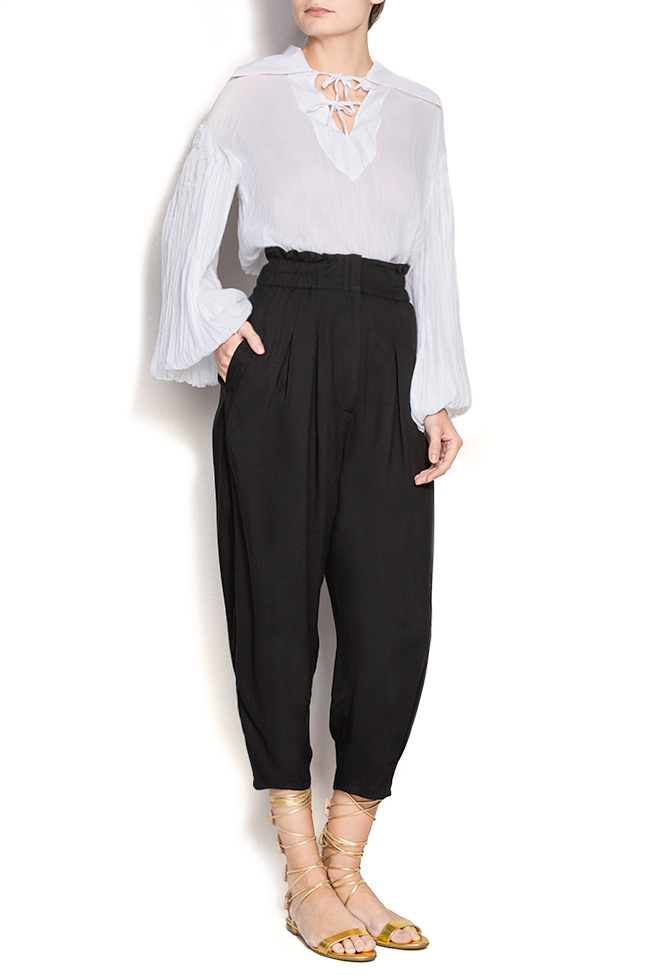 Pantalon en viscose avec taille haute Bluzat image 0