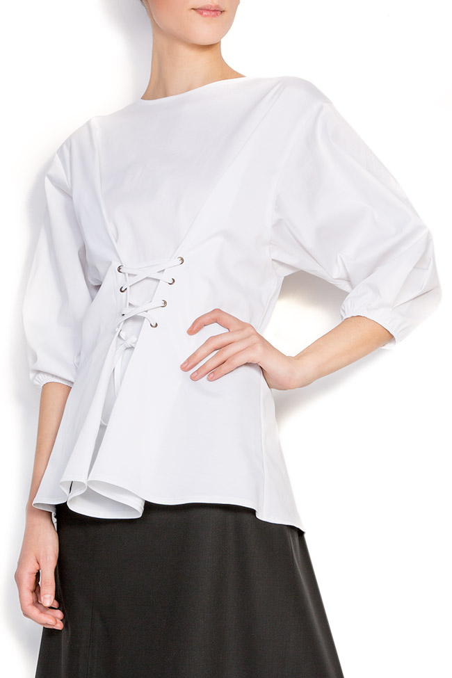 Lace-up cotton-poplin shirt Bluzat image 1