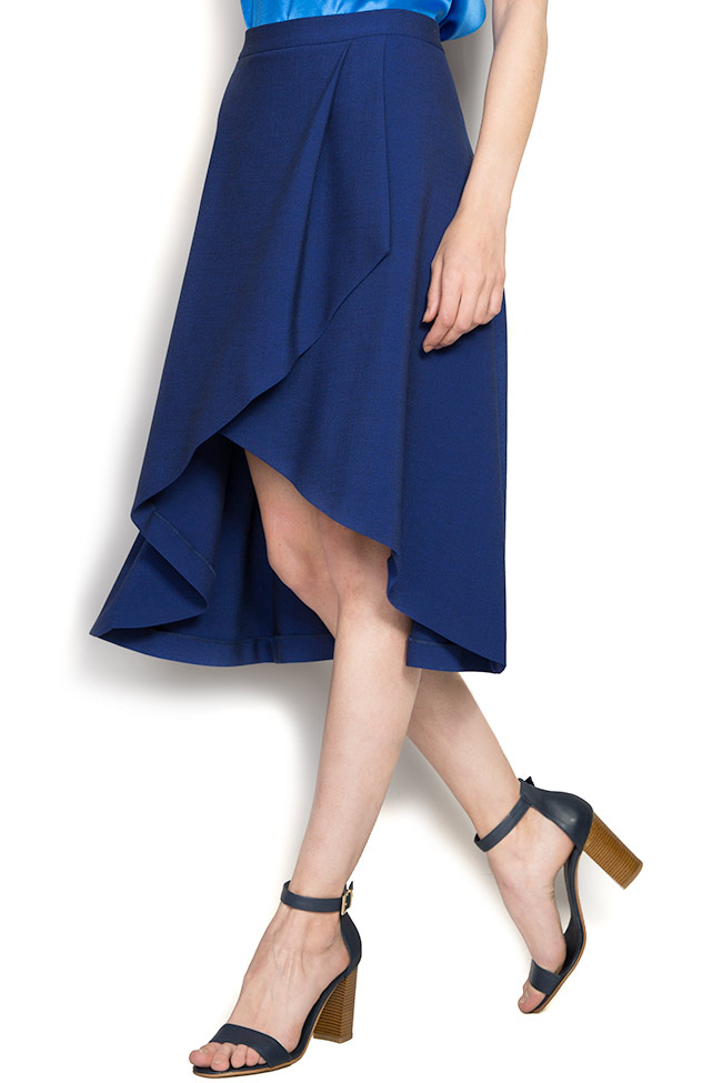 Cotton-blend wrap-effect asymmetrical skirt SAO Claudia Castrase image 1