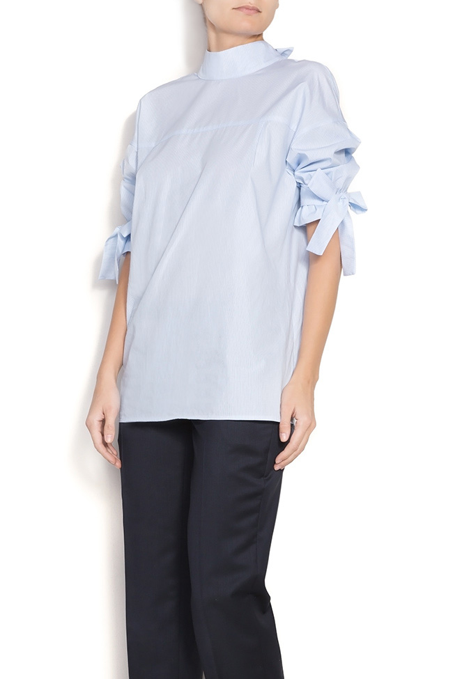Blouse type chemise en coton popeline WHISPER Framboise image 1