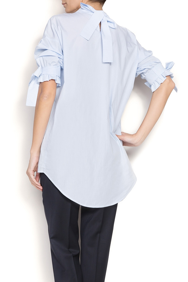 Blouse type chemise en coton popeline WHISPER Framboise image 2