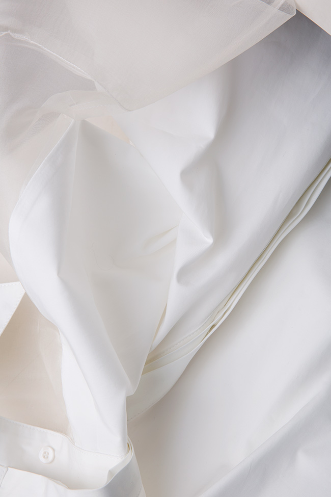 DUST tulle-paneled cotton-poplin shirt Framboise image 3