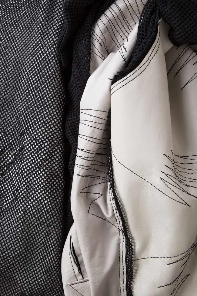 Leather-paneled cotton top Edita Lupea image 4