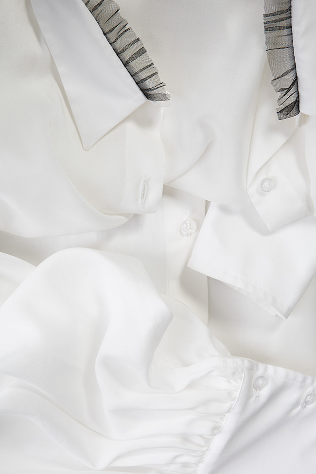 Rochie tip camasa din bumbac cu maneci supradimensionate ZOE Carmina Cimpoeru imagine 4