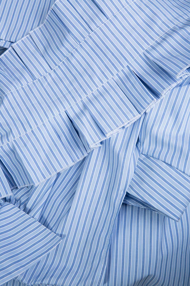 Belted striped cold-shoulder cotton shirt dress No.23 image 5