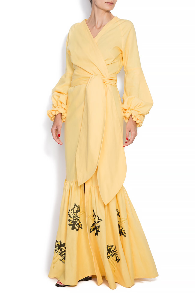 Cotton maxi dress with hand-sewn embroidery Maressia image 0