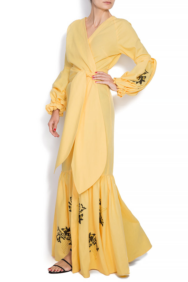 Cotton maxi dress with hand-sewn embroidery Maressia image 1