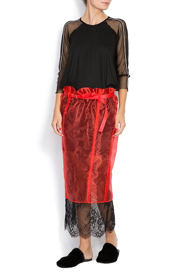 Red Pepper belted organza lace skirt Studio Cabal image 0