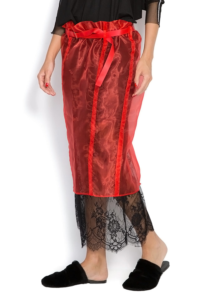Red Pepper belted organza lace skirt Studio Cabal image 1