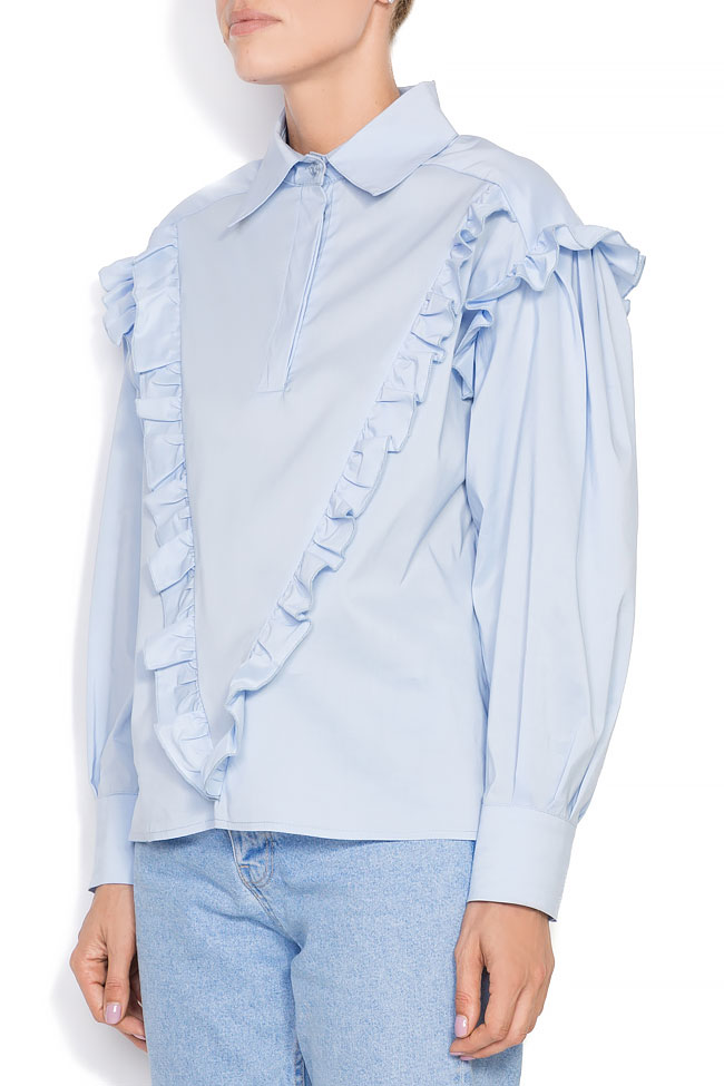 Cotton poplin frilled shirt Bluzat image 1