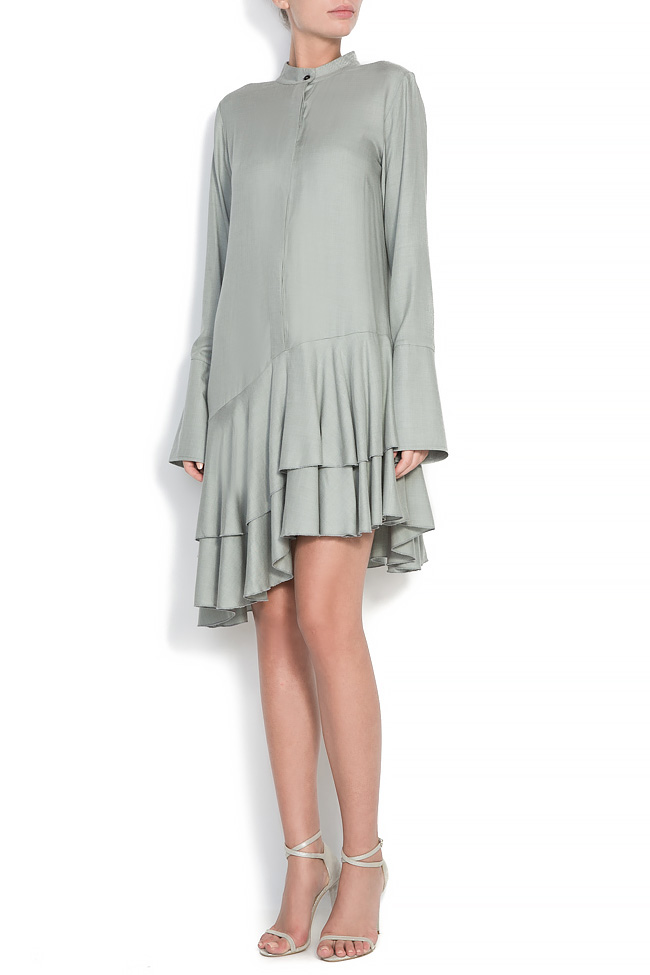 Asymmetric ruffle-trimmed dress Bluzat image 0